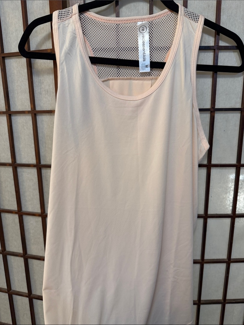Essentials Mesh-Back Tank Top in Light Blush Pink